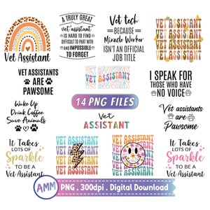 Vet Assistant png, Vet Assistant Bundle png, Veterinary Assistant png, Sparkle, Shirt png, Rainbow, Retro, Leopard, Digital download.