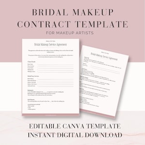 Modèle de contrat de maquillage de mariée | Contrat avec un maquilleur de mariage Canva