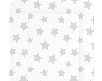 Deluxe Unisex Baby Waterproof Changing Mat with Raised Edges - White with Grey Star