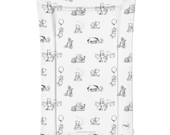 Deluxe Unisex Baby Waterproof Changing Mat with Raised Edges - Black & White Winnie the Pooh