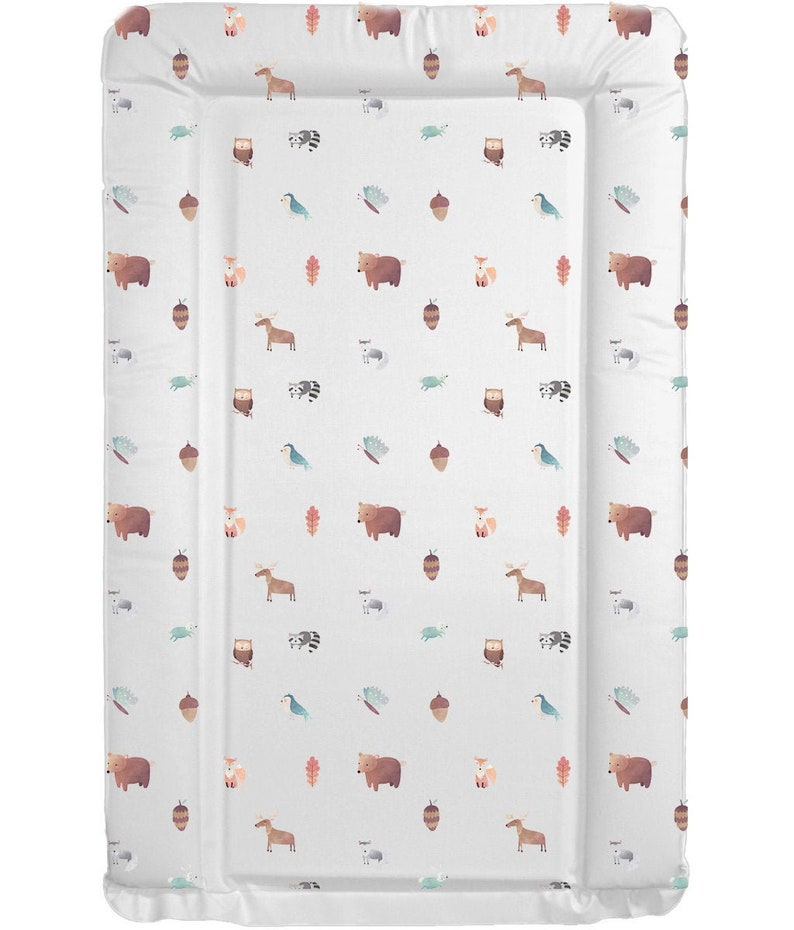 Deluxe Unisex Baby Waterproof Changing Mat with Raised Edges Woodland Animals image 1