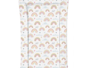 Deluxe Unisex Baby Waterproof Changing Mat with Raised Edges - Rainbows