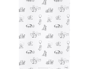 Deluxe Unisex Wedge Anti Roll Nappy Baby Changing Mat with Curved Sides and Raised Edges - Black & White Winnie the Pooh
