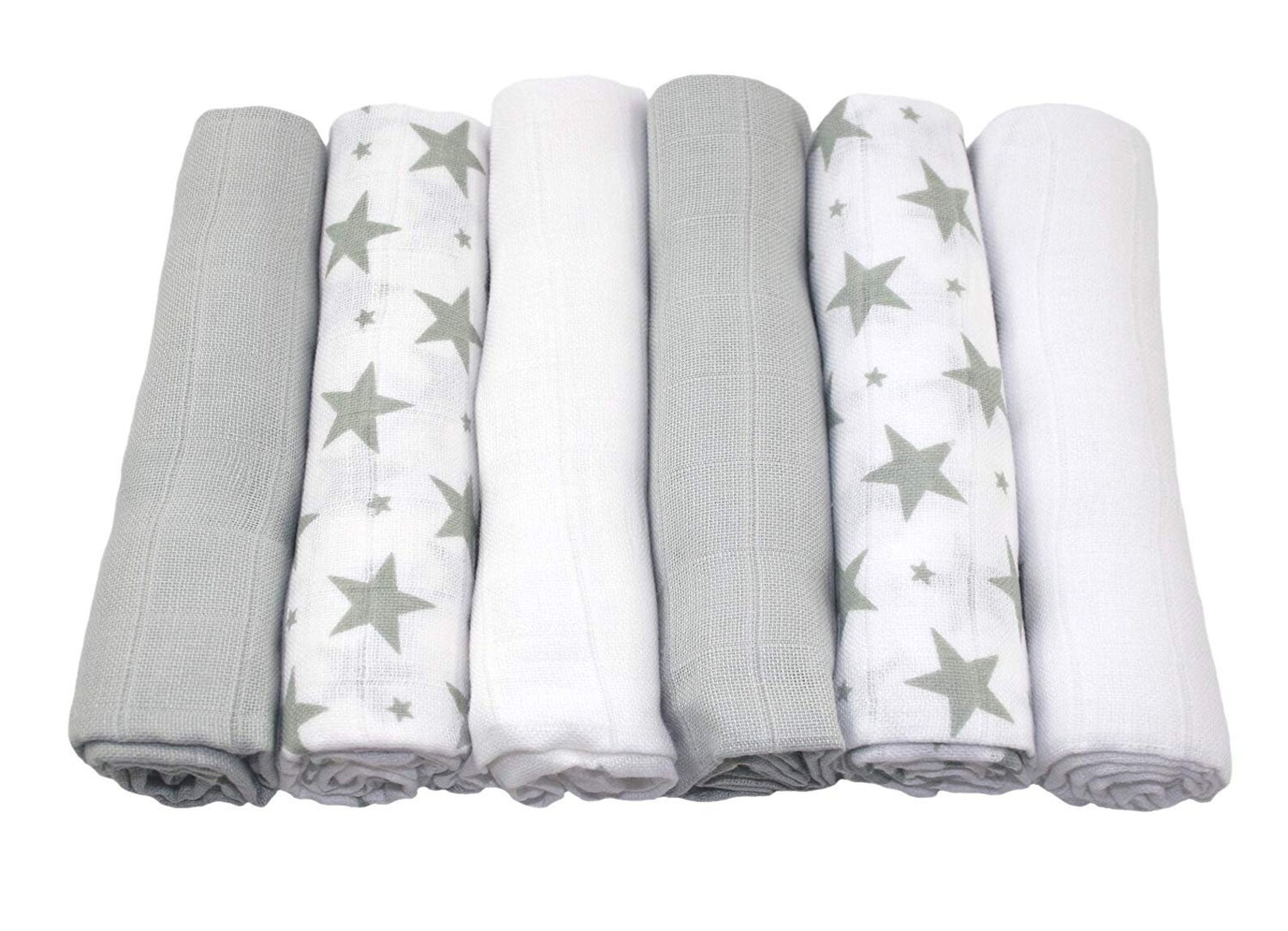 Muslinz 100 Cotton Baby Muslins 6 Pack Grey Stars Etsy