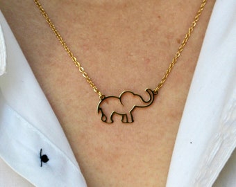 Elefanten Halskette Gold, Elefanten Kette gold, Elefanten Anhänger Edelstahl, Elefant Gold Kette Geschenk Halskette gold