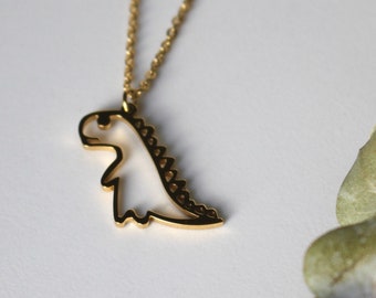 Dinosaurier Halskette Gold, boho Kette gold Dino Kette Schmuck Dinosaurier Gold Kette Geschenk Gold Dinosaurierumriss