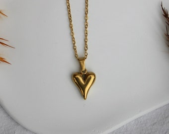 Herz Kette Gold, boho Halskette Herz Form Gold, Schmuck Herz Liebe Gold Kette Herzform als Geschenk für sie