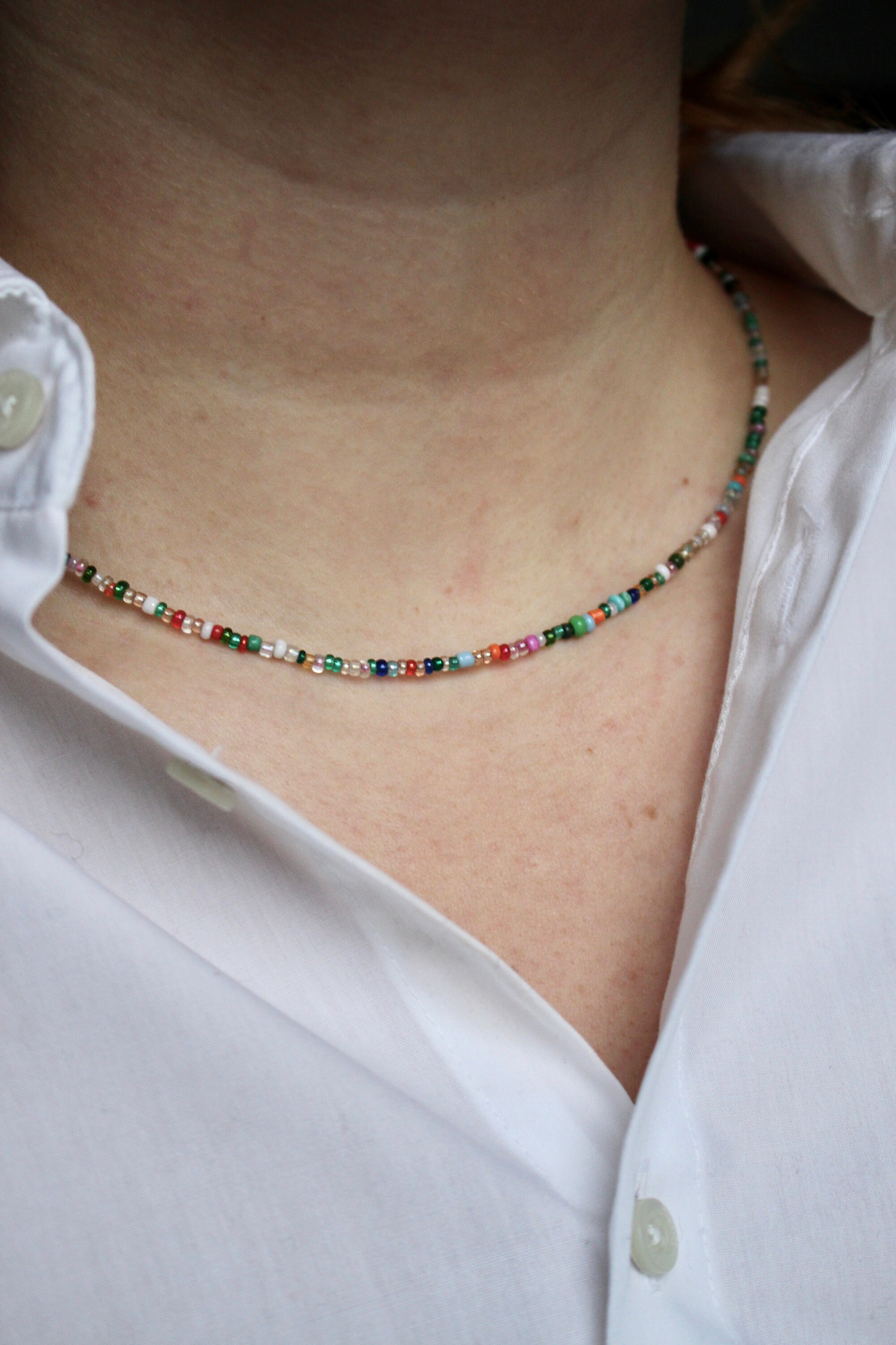 Glass Bead Necklace Colorful Colorful 