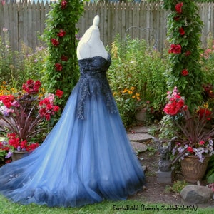 Corpse Bride Wedding Dress, Blue Lace Bridal Gown, Corpse Bride Costume  Dress, Halloween Bride, Black Ombre Painting, Gothic Bride Size 12 - Etsy