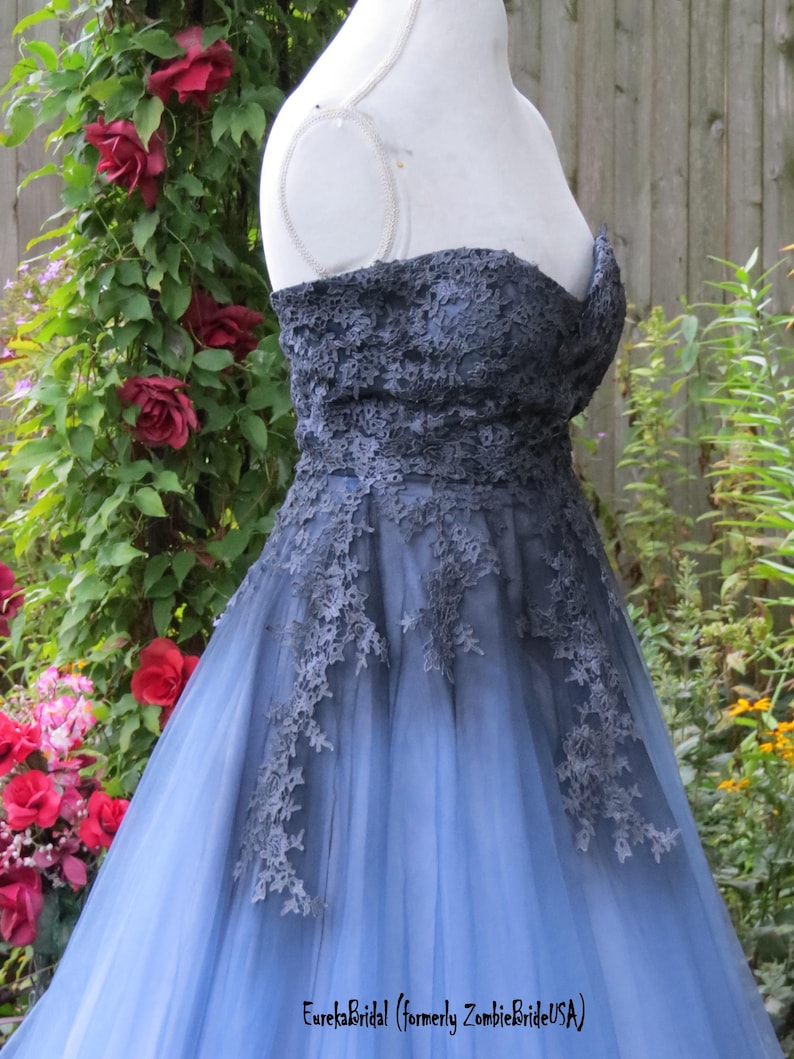 Corpse Bride Wedding dress Blue Lace Bridal Gown Corpse | Etsy