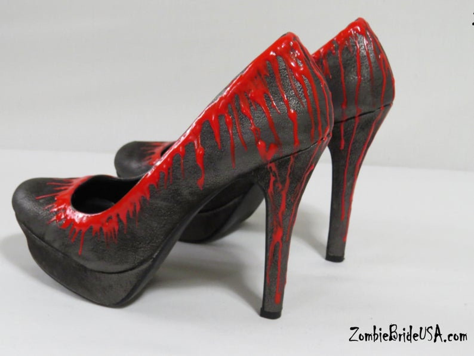 BLOODY Halloween Heels Blood Drenched BRIDE SHOES dark Gray Etsy