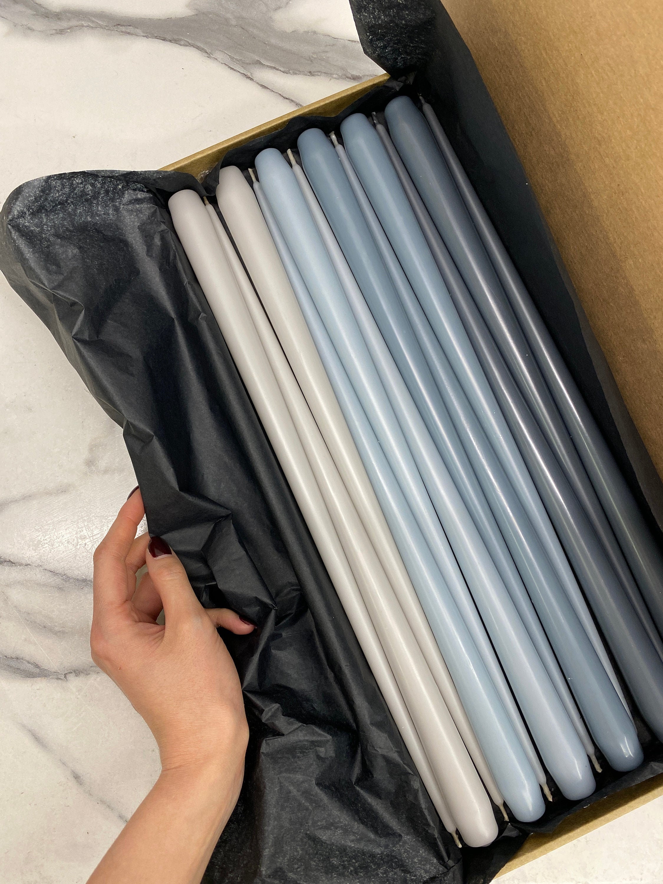 Taper Candles 12PCS SET grey light blue dark blue candles Etsy