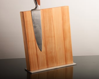 Premium maple magnetic knife block