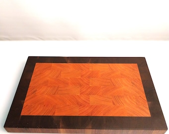 Wild cherry and walnut cutting board, chopping board, end grain cutting board, gift, wedding, barbecue, cooking, Christmas present, birthday