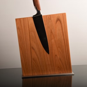Magnetic premium knife block made from cherry wood