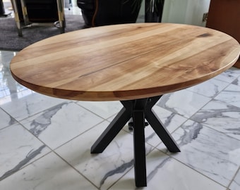 Mesa de centro, mesa auxiliar – mesa de salón ovalada de madera de serbal