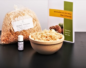 Zirbenduftset, Zirbenschale 16 cm, Zirbenöl, Set Zirbe, Zirbenspäne