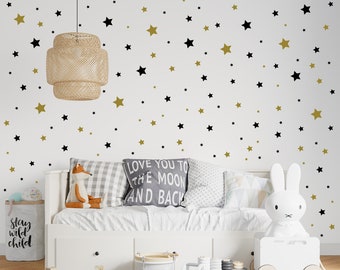 214pcs Star Wall Decals, Star Wall Stickers, Vinyl Wall Decals, 2 Color Star Stickers, Nursery Wall Decals, Removable Wall Decals