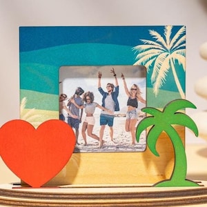 Personalized Beach Picture Frames, Custom Engraved Wood Photo Frame, Customizable Beach House Gift, Personal Message Engraving Family Frame