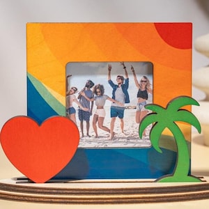 Personalized Beach Picture Frames, Add Your Own Message 3x3 Wood Frames Custom, Customizable Beach House Gift, Personal Message Wedding Gift
