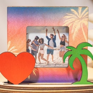 Personalized Beach Picture Frames, Add Your Custom Engraved Text Wood Frame, Customizable Beach House Gift, Personal Message Gift For Family