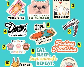Vet Tech Sticker Bundle, Vet Tech Gift, Funny Veterinary Sticker, Vet Assistant, Receptionist, Vet Tech Week, Vet Nurse, Choose your own set