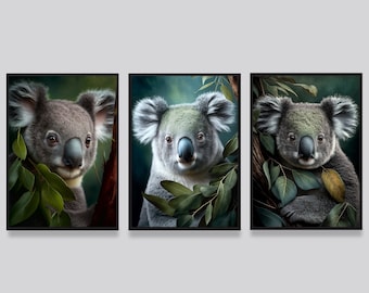 Koala Print, druckbare Koala Fotodruck, großes Poster Safari, Koala Fotokunst, digitaler Download, Tierfotografie, australisches Tier