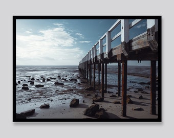 Wooden Pier, Ocean Coast Photography, Pier Photo Art, Pier Ocean Art Print, Digital Download, Modern Home Decor, Coastal Decor Marine Art