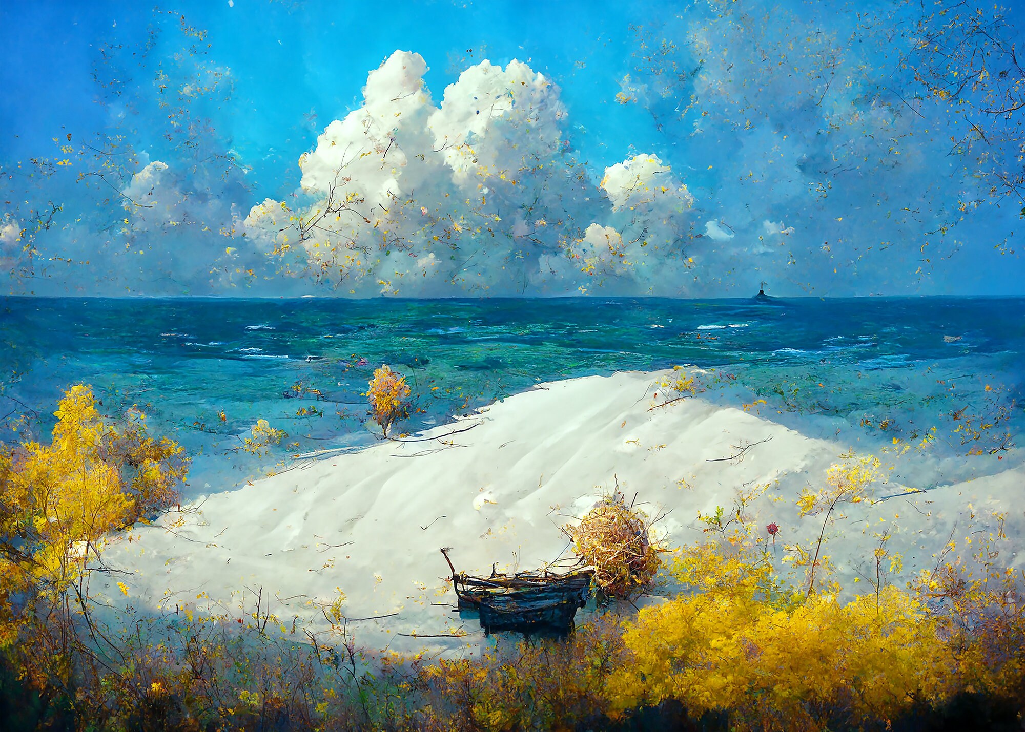 Coastal Digital Painting | Digital Printable | Ocean Landscape | Landscape  Painting Digital Art Impressionist Painting | Instant Download - Etsy Israel