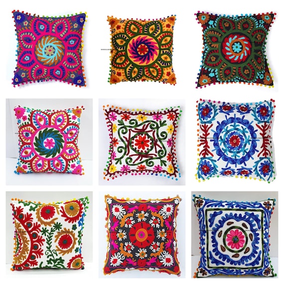 Suzani Pillow Cover 16x16 18x18 20x20 Cushions Cover for Sale Farmhose Cum  Mexican Cojin Covers 