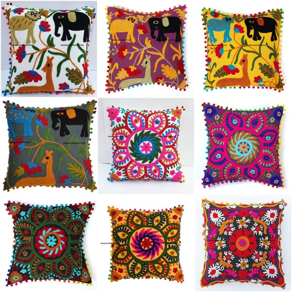 Suzani Cushion Cover Embroidered Pillow Covers For Home Decorative Cushions Cover