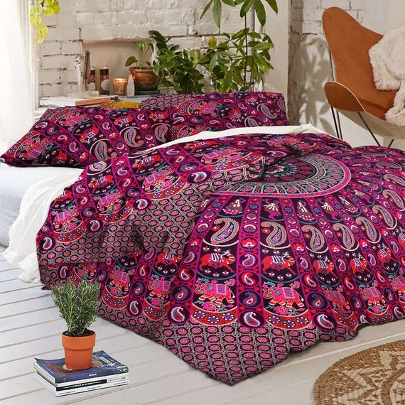 All Size Indian Handmade Mandala Duvet Cover Set Cotton Bedding Set With  Pillow Covers, Mandala Blanket Boho Style Donna Duvet Cover Throw 