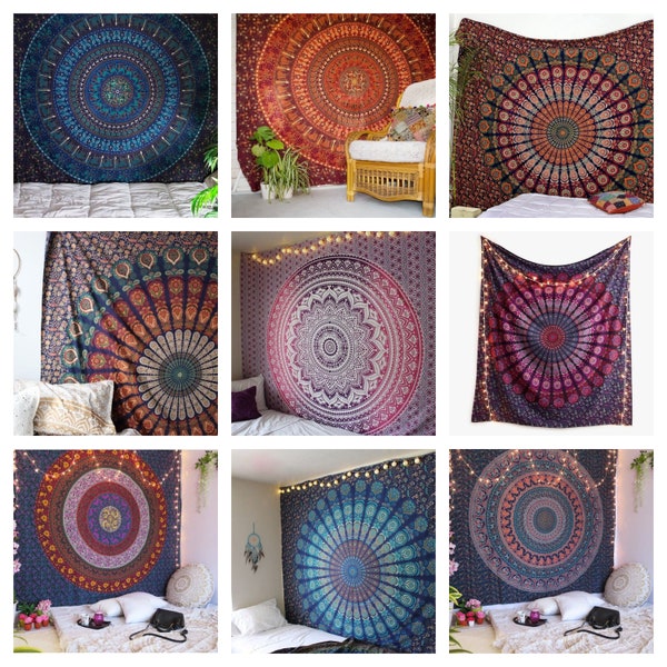 Large Bohemian Indian Mandala Tapestry Hippie Mandala Wall Tapestry King 100% Cotton Bedspread Wall Hanging Room Decor Table Cloth Tapestry