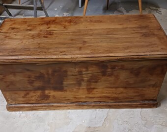 Victorian Stripped Pine Blanket Box.