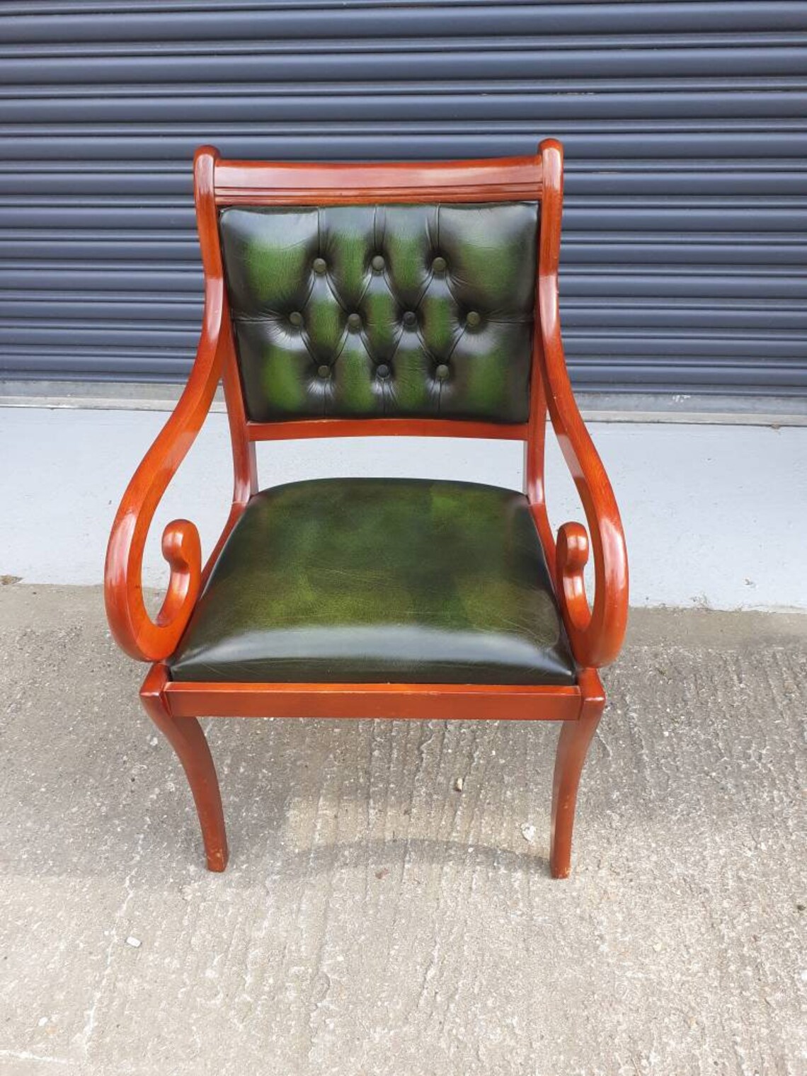 Green Leather Chesterfield Style Desk Chair. Etsy