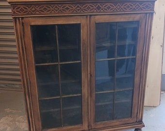 Stripped Oak Display Cupboard.