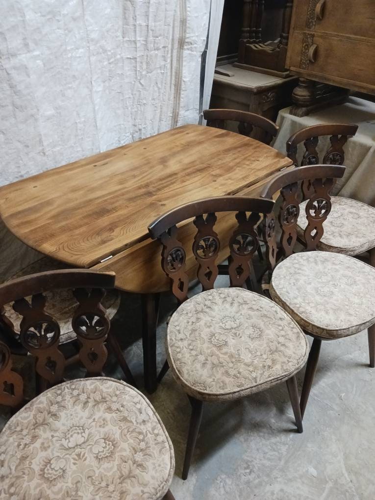 Part Stripped Ercol Drop Leaf Table Together With Six Ercol Etsy UK