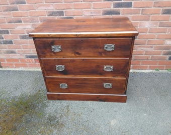 Edwardian Stained Pine Four Drawer Chest.