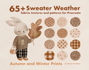 Cozy Knit Plaid Texture Boucle Brushes for procreate Sweater Patterns brushset Realistic knitted fabrics brush Autumn Winter weave seamless