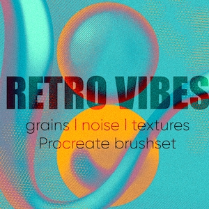 Pennelli Retro Grain Noise per Procreate, set di pennelli 3D, texture per poster vintage, bundle Procreate, set di pennelli per iPad, kit di strumenti per arte digitale