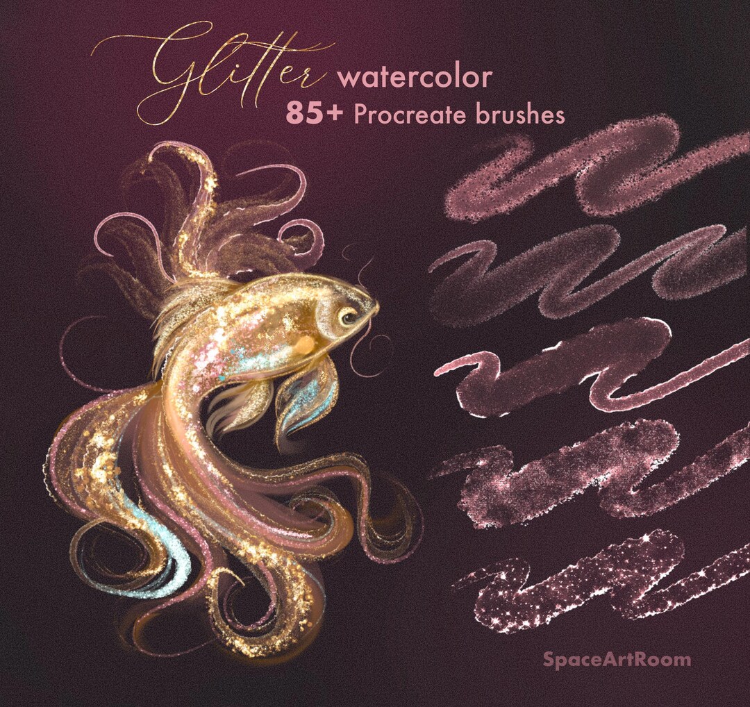 Realistic Glitter Watercolor Procreate Brushes: Shimmer, Sparkly ...