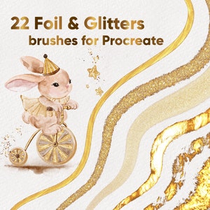 Pennelli glitterati realistici in lamina per Procreate Sparkly Shine Set di pennelli Procreate Effetto metallico scintillante Vernice in foglia d'oro liquida digitale