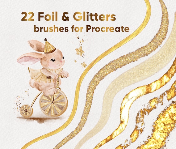 Realistic foil glitter brushes for Procreate Sparkly Shine Procreate brush set Metallic effect shimmer Liquid Metal Gold leaf paint digital