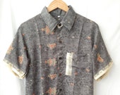 Silk Shirt, fit S M Short Sleeve, Festival Boho Tribal