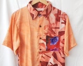 Silk Shirt, fit S M Short Sleeve, Festival Boho Tribal