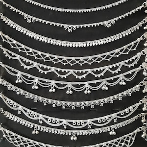 Silver indian anklets, belly dance bells, anklet leg chain, ankle bracelet