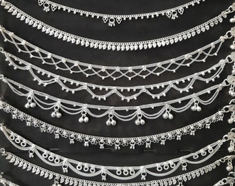 Cavigliere Indiane Argento con Campanellini, Cavigliera Indiana Payal Anklet Tribale Boho, Bracciale Caviglia Fatto a Mano