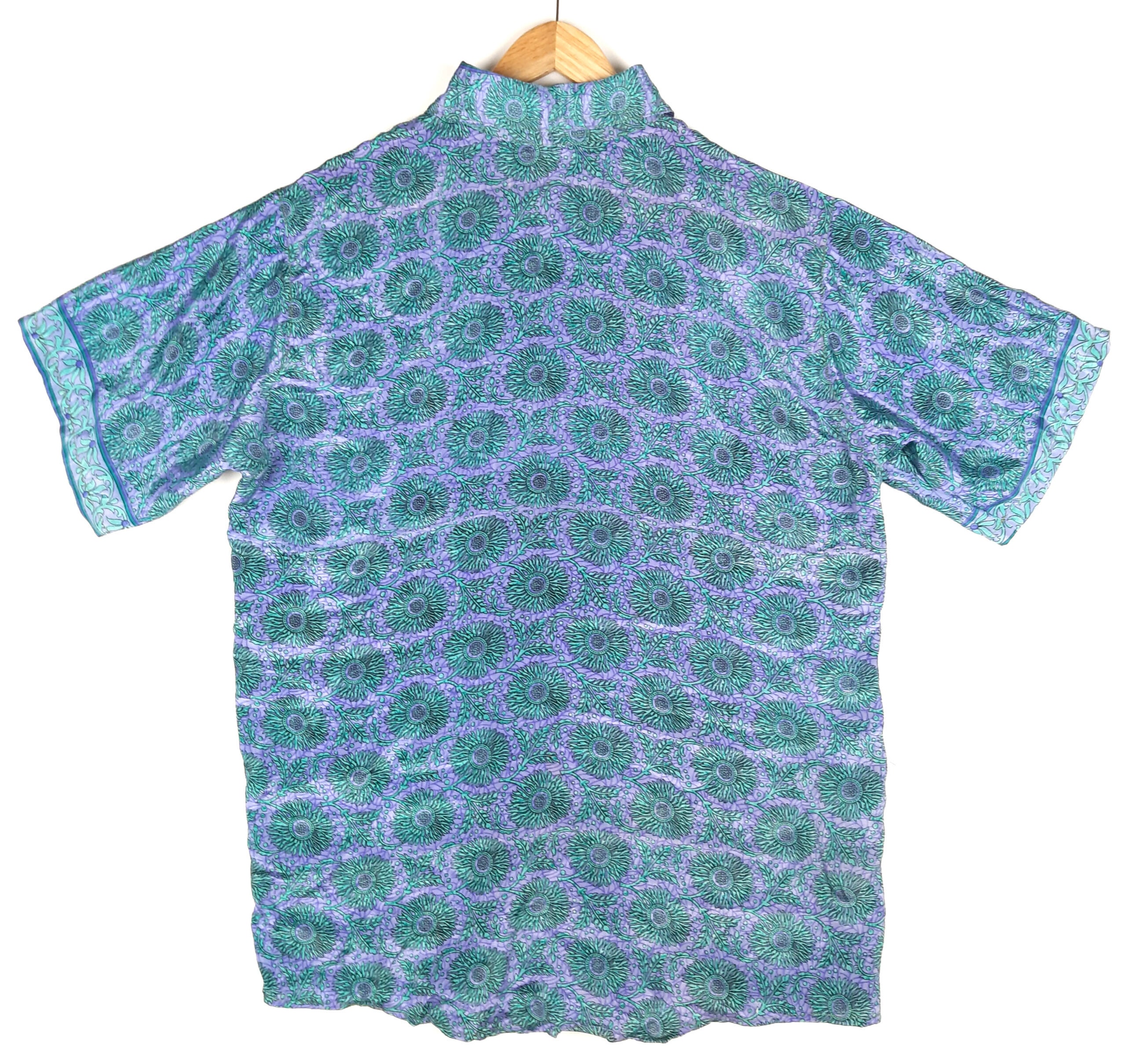 Silk Shirt Floral 70s style S M Unique Piece New 100% | Etsy