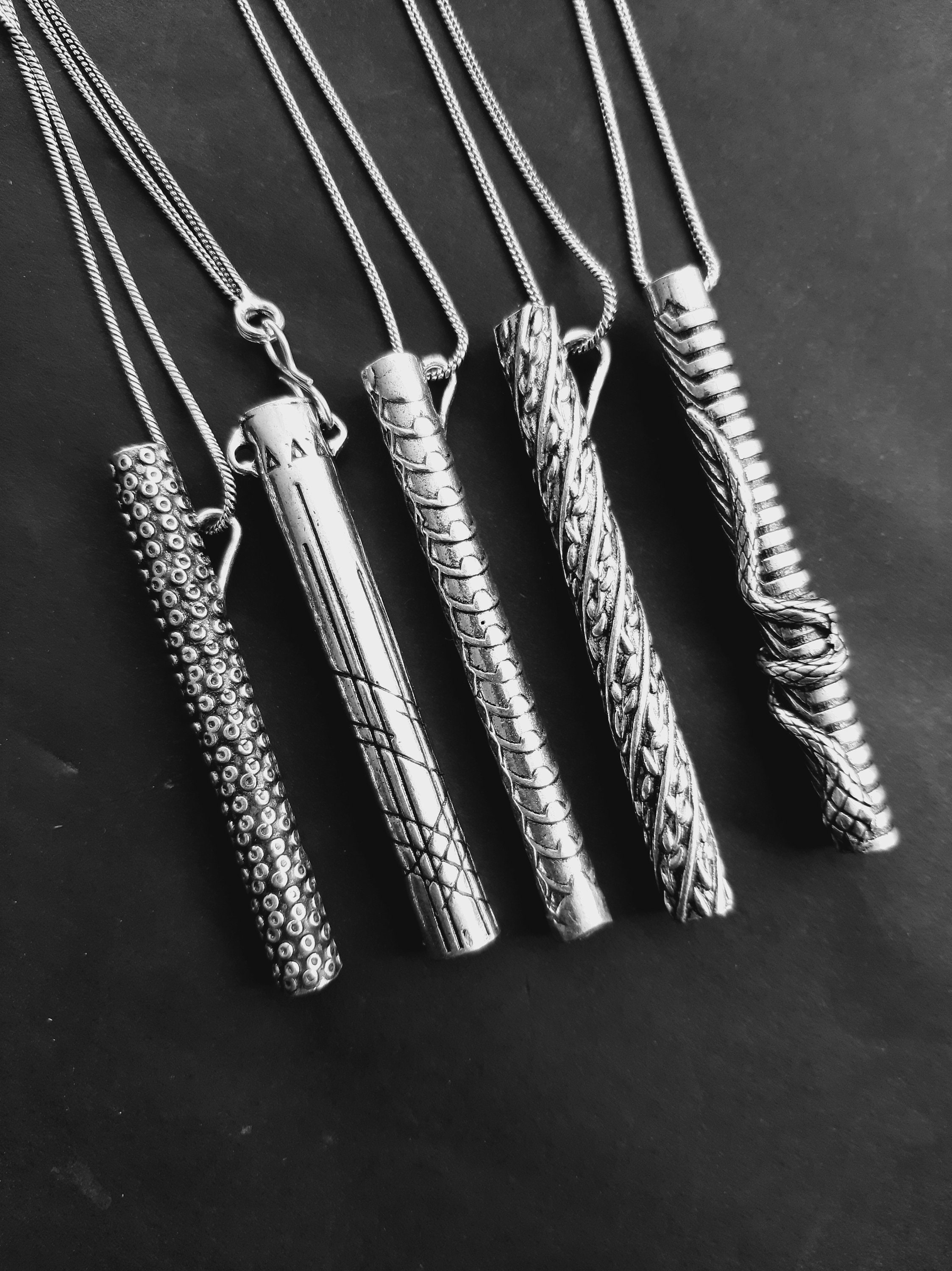Straw Tubes Silver Necklace, Snake Tribal Jewelry Necklace Pendant  Tube Mini Straws