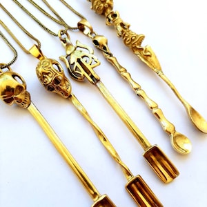 Spoon Necklace Skulls Spin Design Mini Spoons Pendants Shiva Buddhist Scepter Tribal Jewelry Pendant Necklace Party Psychedelic Gift Him Her